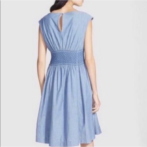 KATE SPADE New York Chambray Blaire Fit & Flare Smocked Waist Dress, Size 0 - Picture 2 of 13